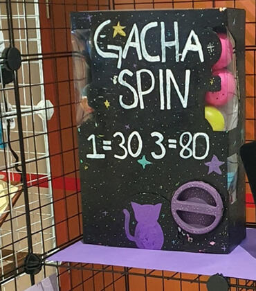 The gacha. I made it myself by recycling toy packaging.